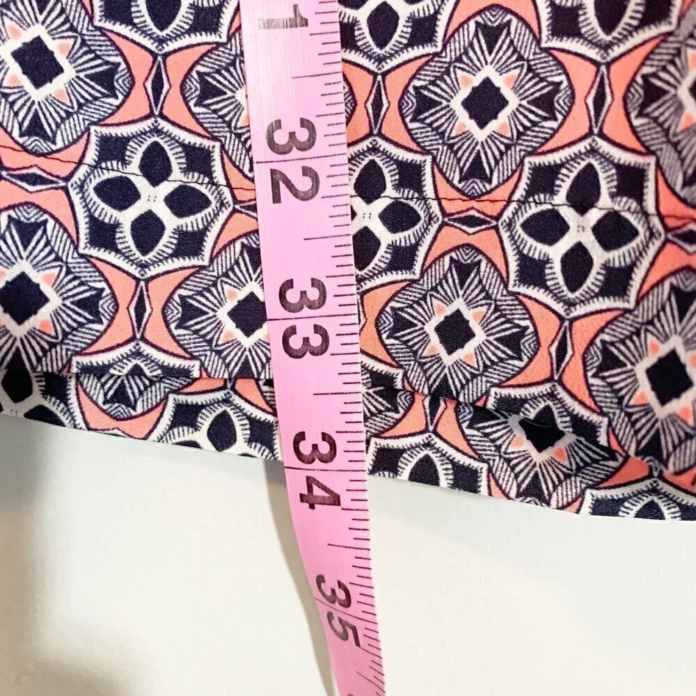 J. Crew Geometric Tile Print V-Neck‎ Mini Dress Navy Coral White Size 10